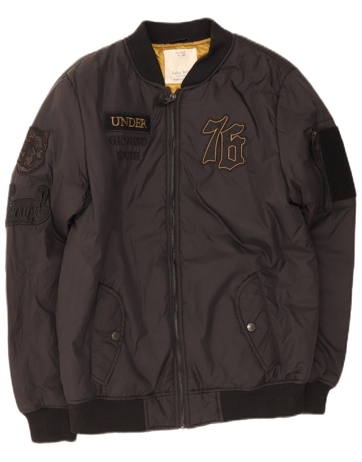 Zara Boys Graphic Bomber Jacket 13-14 ans Noir Polyester