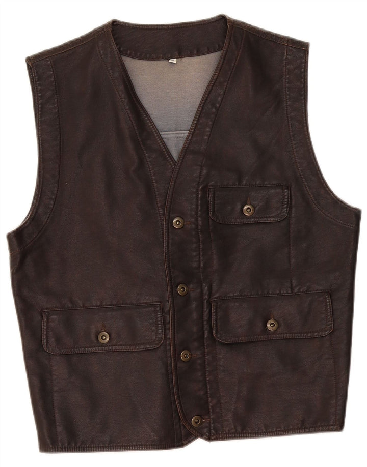 Brugi Gilet Simili Cuir Homme Polyéthylène Marron Moyen