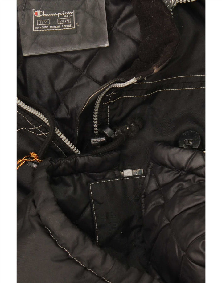 Champion Veste coupe-vent à capuche graphique pour garçon 11-12 ans Noir