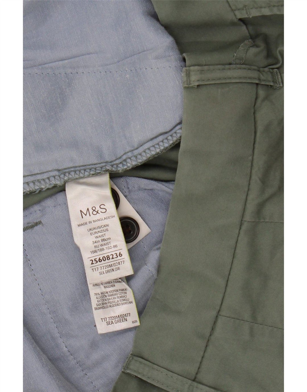 Marks & Spencer Short Chino Homme W34 Grand Coton Vert