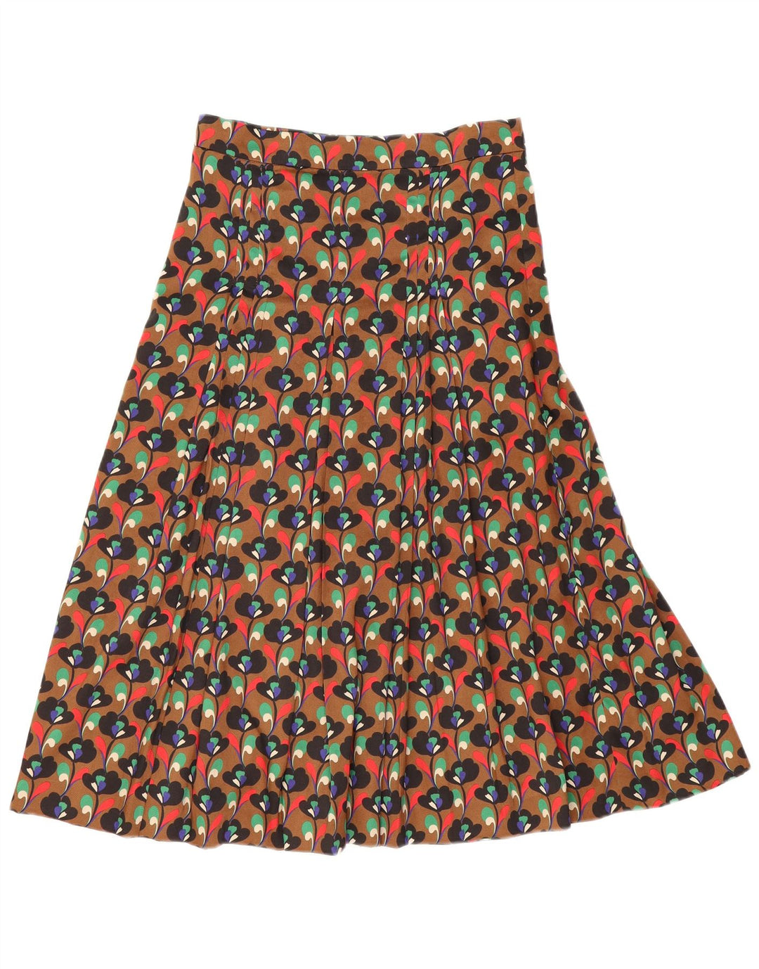 Zara Femme Jupe Plissée Moyen W28 Marron Floral Polyester
