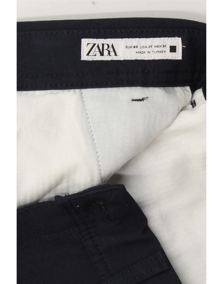 Zara Pantalon Chino Slim Homme EU 40 Medium W31 L29 Bleu Marine Polyester