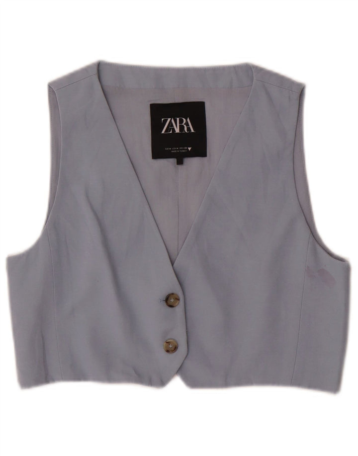 Zara Femme Gilet UK 12 Bleu Moyen