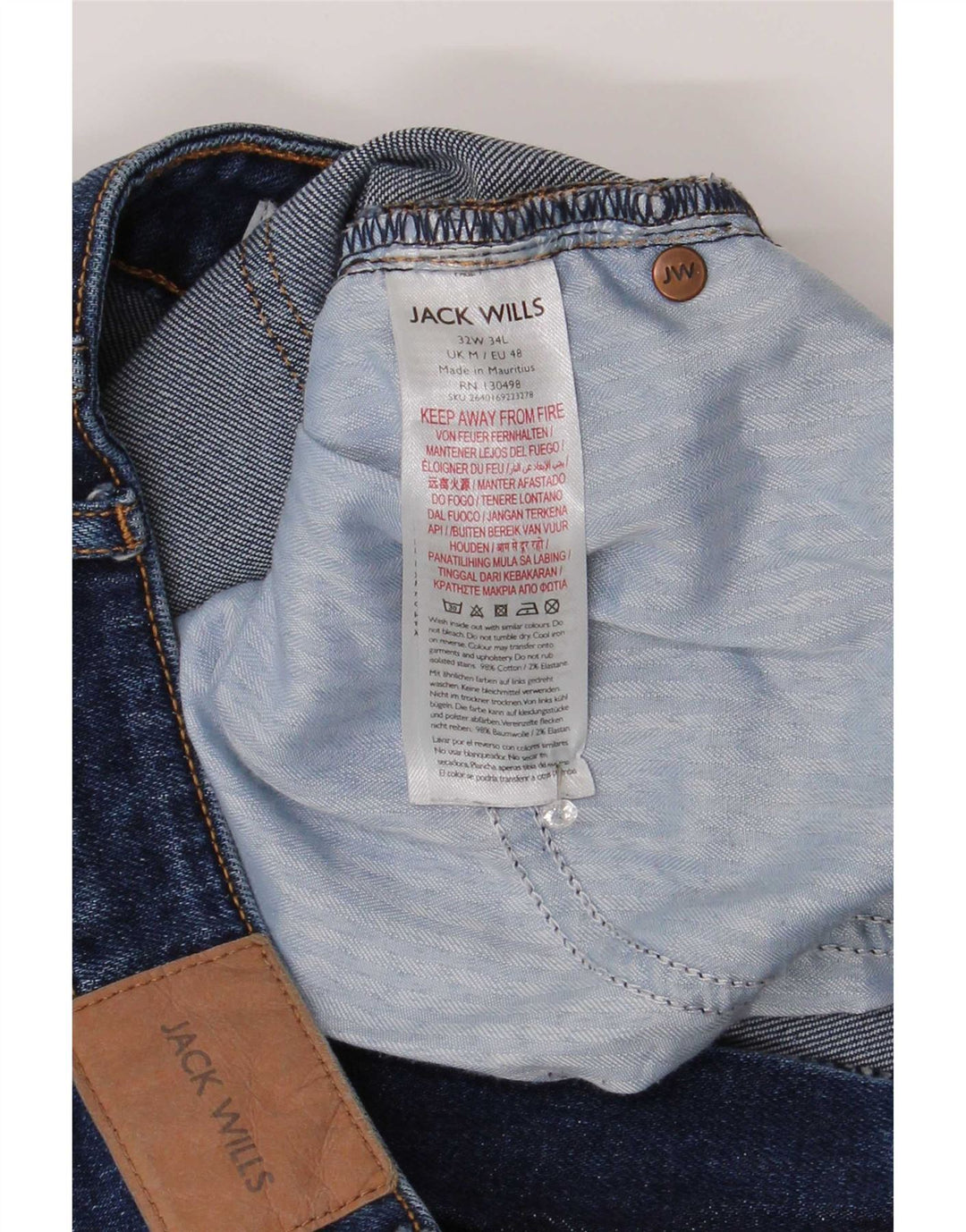 Jack Wills Jean Slim Homme W32 L30 Bleu Coton