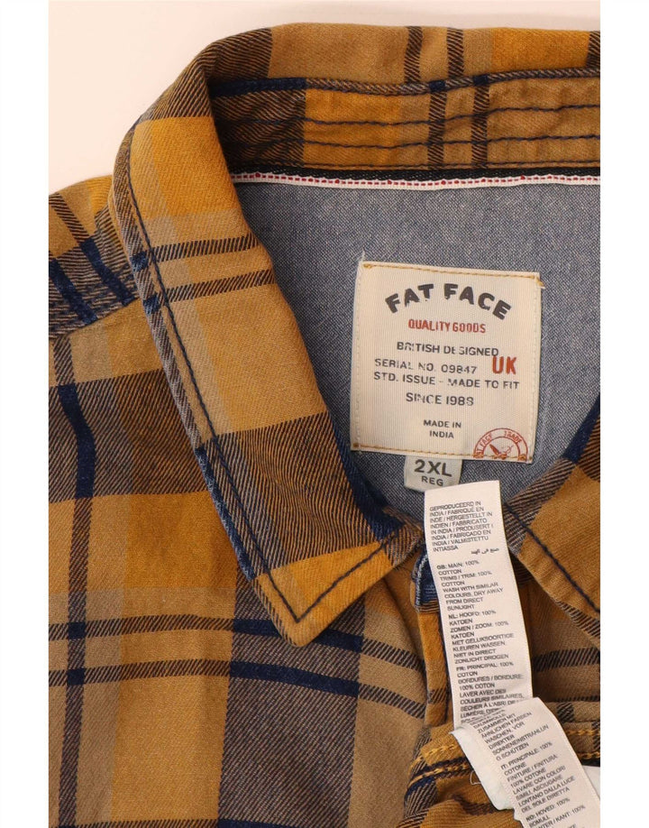 Chemise en flanelle pour hommes Fat Face 2XL coton à carreaux jaune