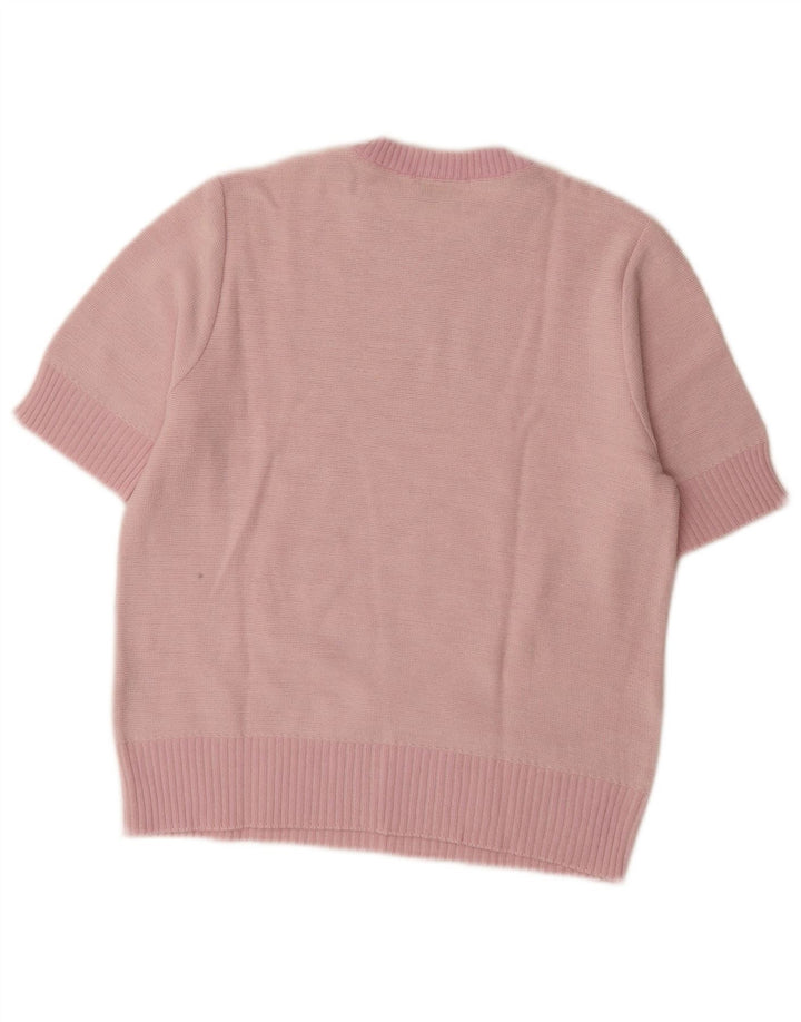 vintage Femme Crew Neck Jumper Pull IT 44 Moyen Rose Floral