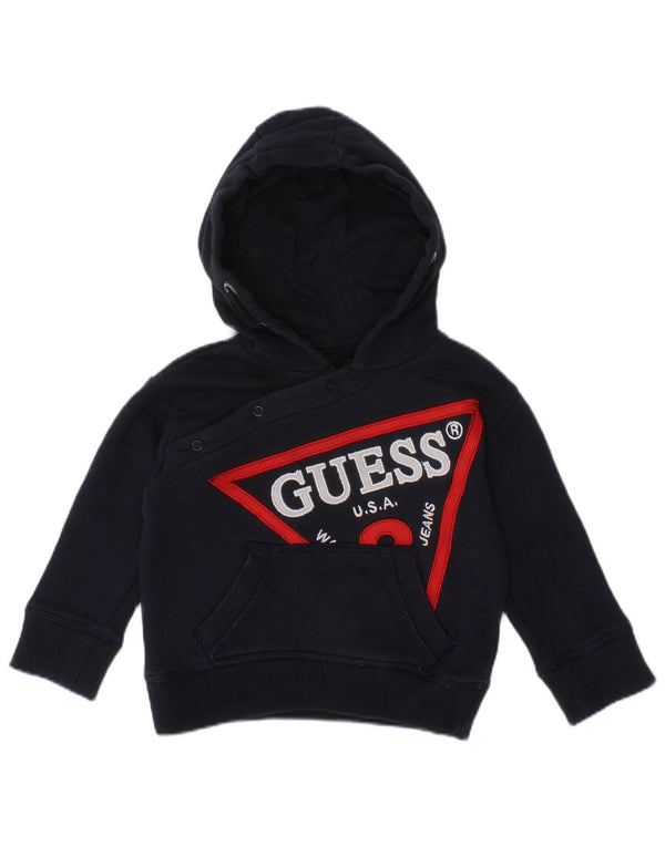 GUESS Baby Boys Graphic Hoodie Jumper 3-6 Months Navy Blue Cotton