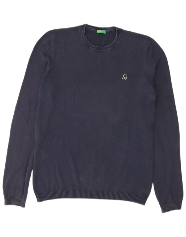 Benetton Pull à col rond pour homme Petit Bleu marine