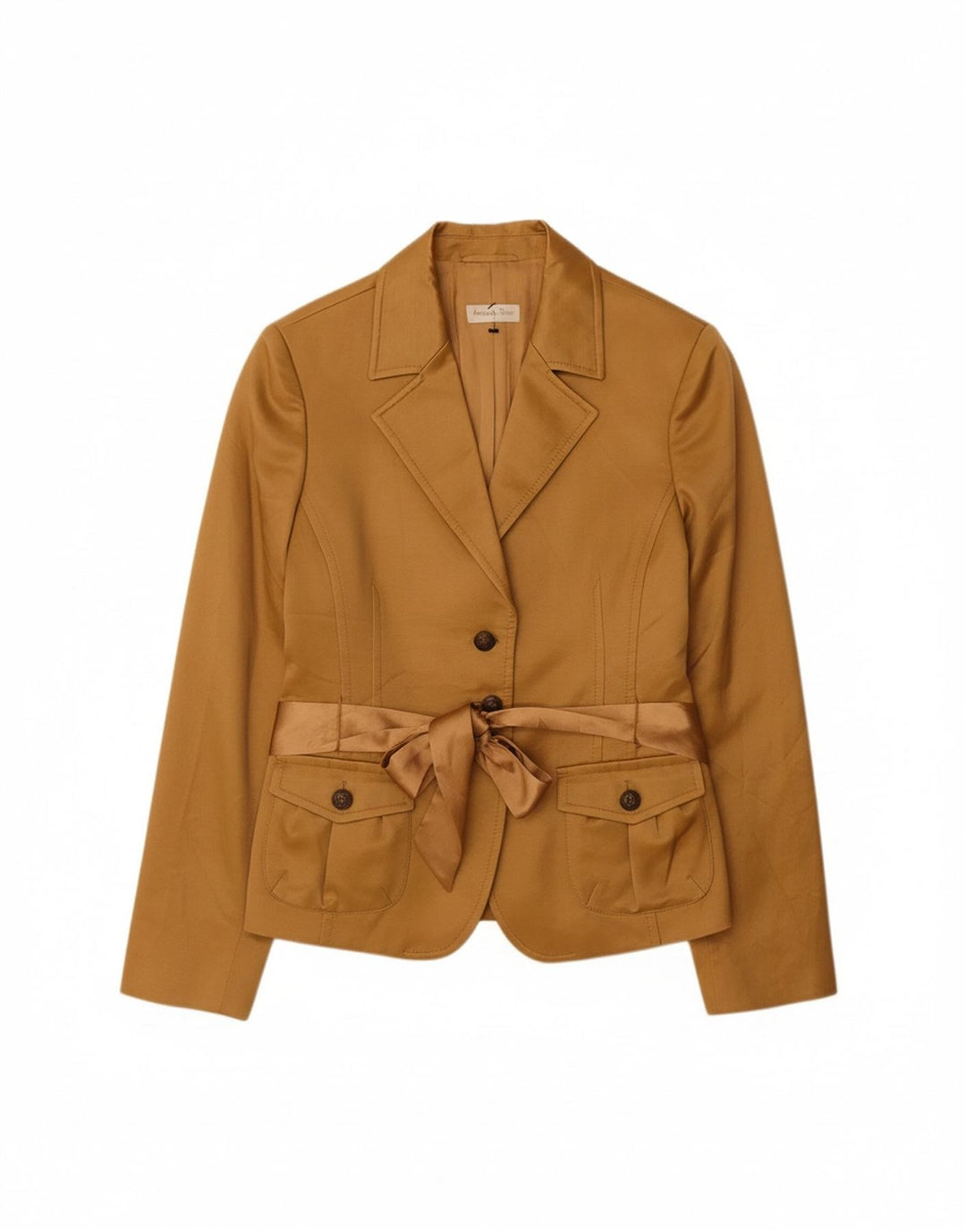 MASSIMO DUTTI Womens 3 Button Blazer Jacket UK 14 Medium Brown Cotton