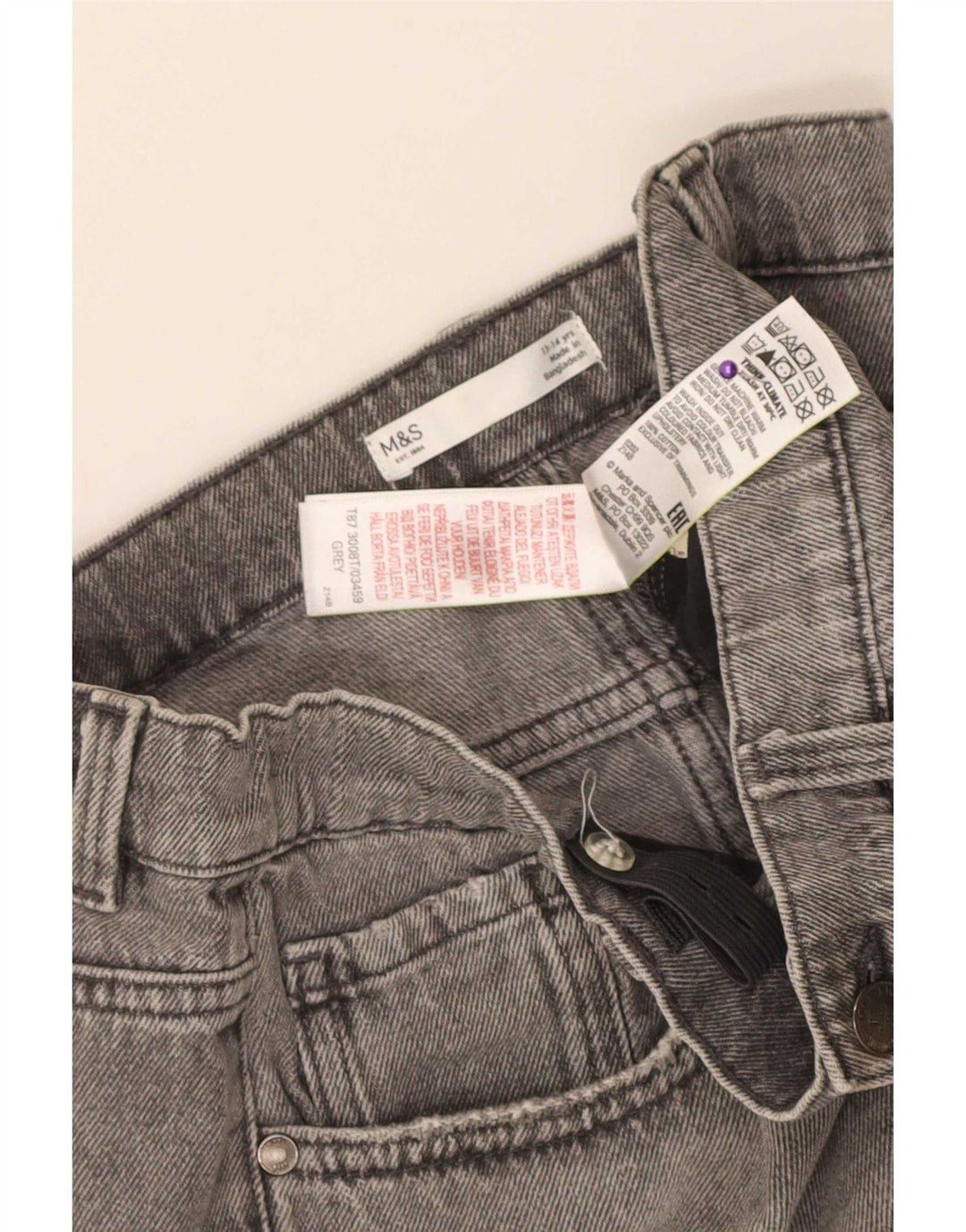 Marks & Spencer Short en jean garçon 13-14 ans W30 Gris Coton