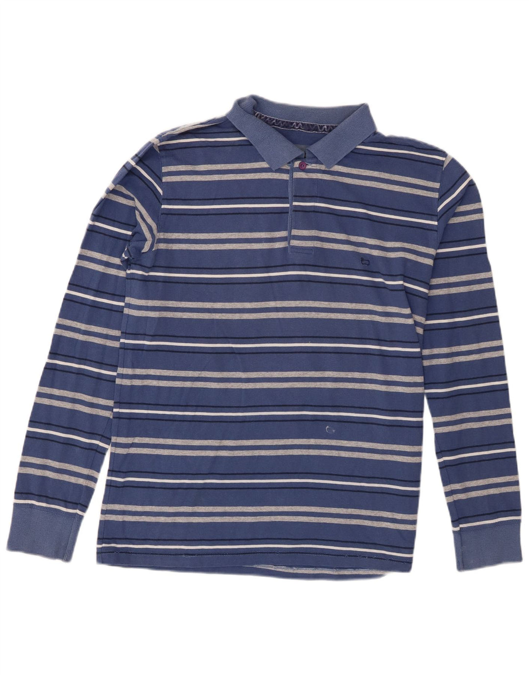 Woolrich Polo à Manches Longues Homme Bleu Moyen Rayé Coton