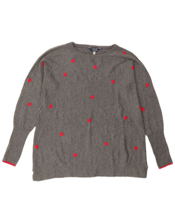 Joules Pull surdimensionné à col bateau pour femme UK 10 Petit gris à pois
