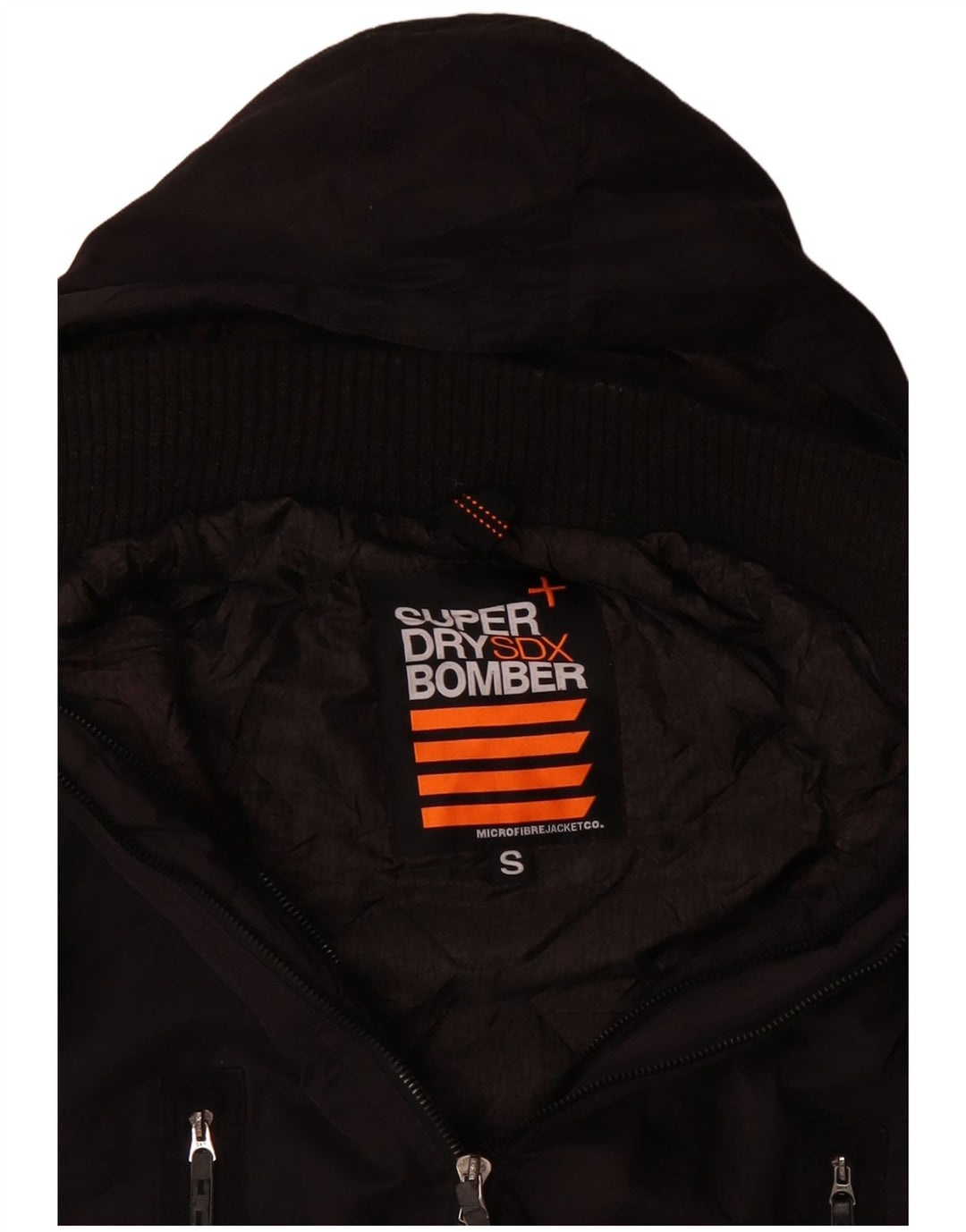 Superdry Veste Bomber À Capuche Homme UK 36 Petit Noir Polyester