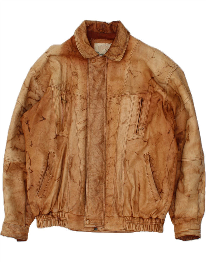 VINTAGE Veste en cuir homme UK 40 Grand cuir marron rétro