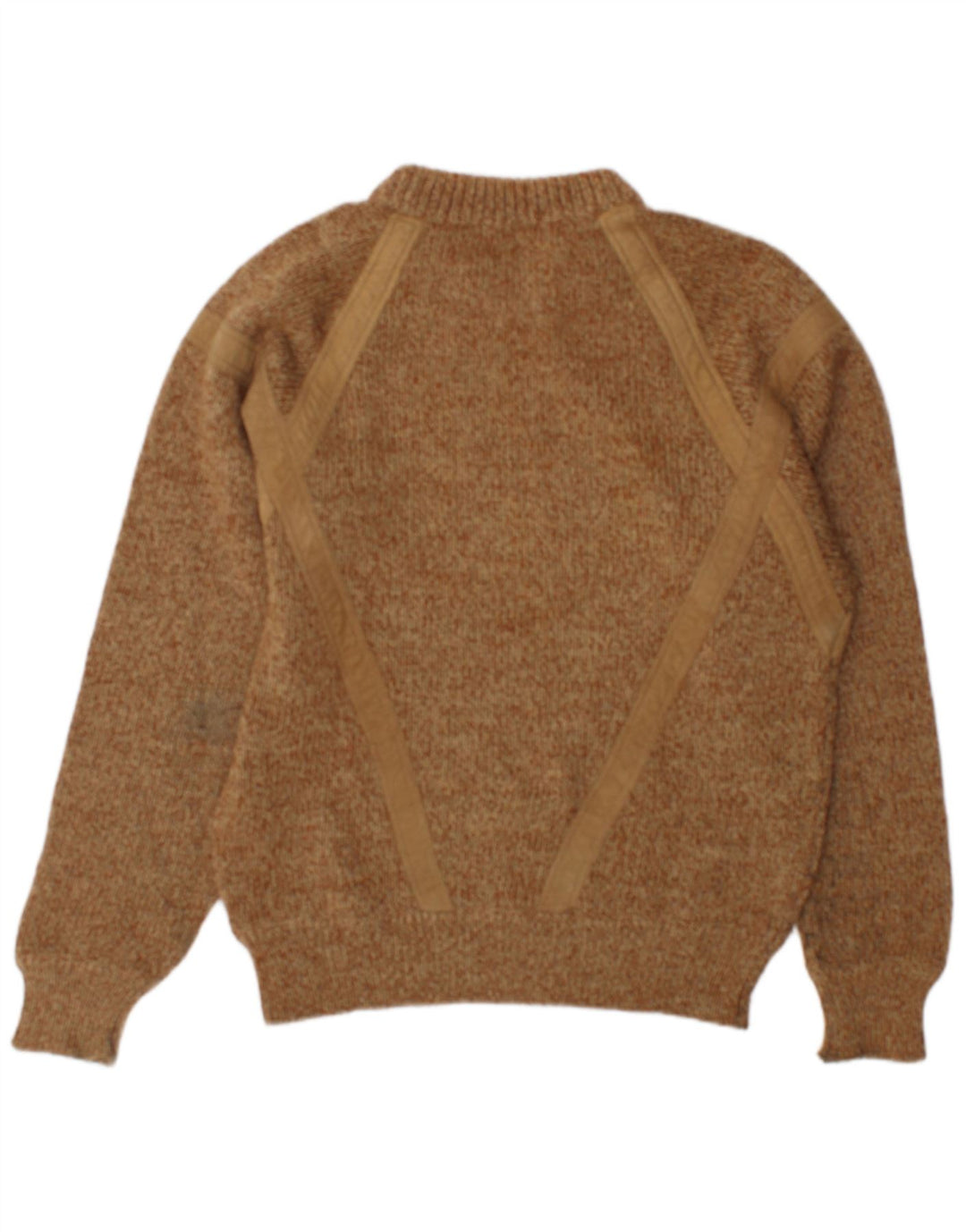 vintage Mens Crew Neck Jumper Pull Grand Beige Moucheté