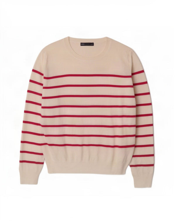 Marks & Spencer Pull à col rond pour femme UK 16 Large Blanc cassé