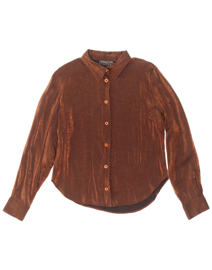 Passport Chemise Chemisier Femme UK 10 Petite Viscose Marron