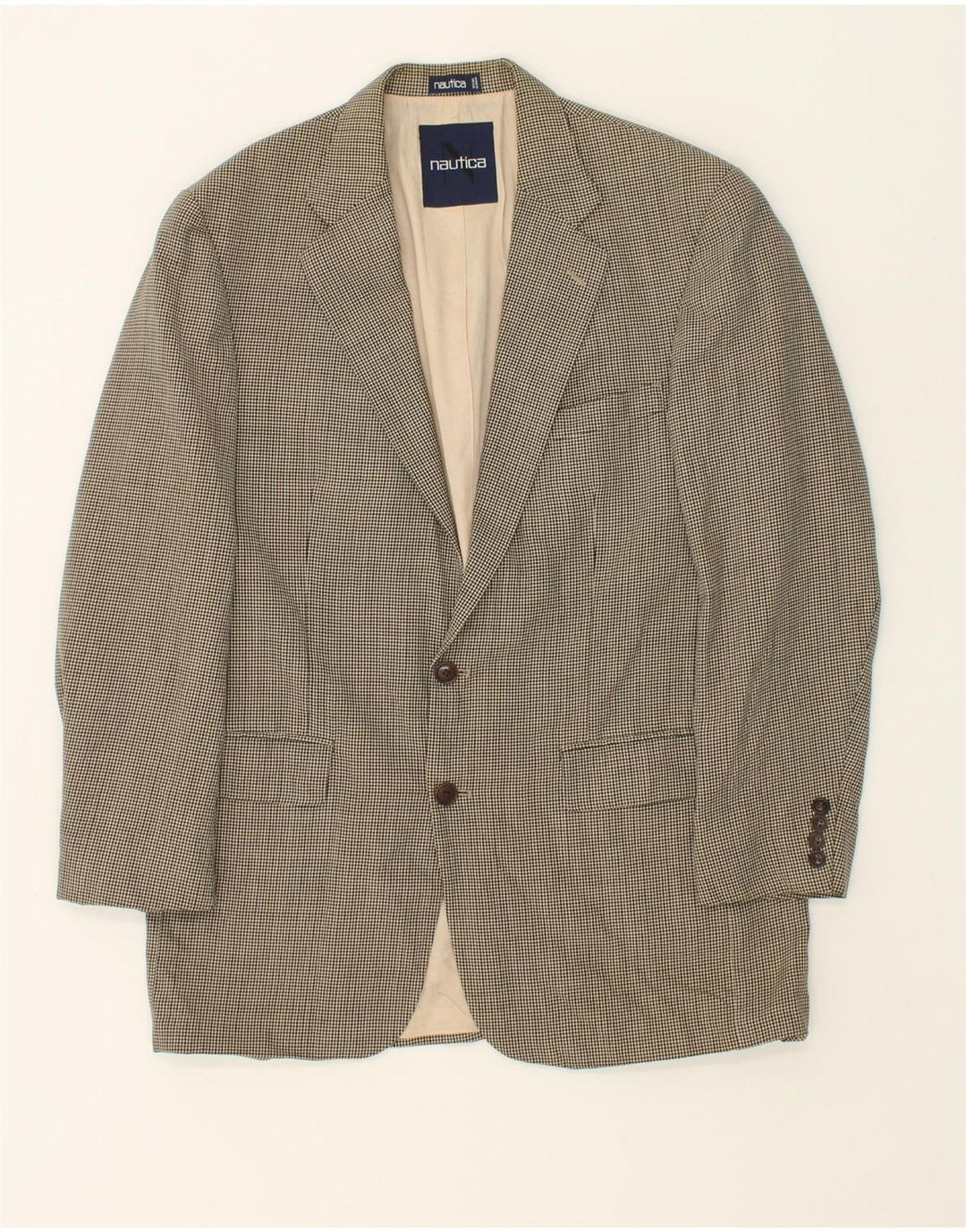 NAUTICA Mens Slim 2 Button Blazer Jacket UK 42 XL Black Houndstooth Vintage Nautica and Second-Hand Nautica from Messina Hembry 