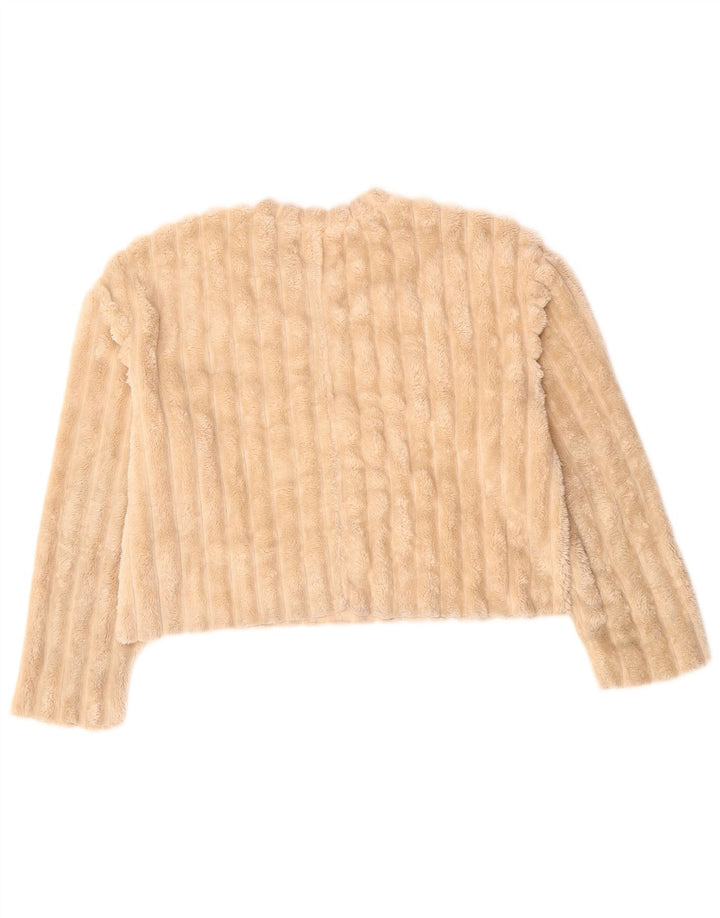 ZARA Pull polaire surdimensionné pour femme UK 10 Petit Beige