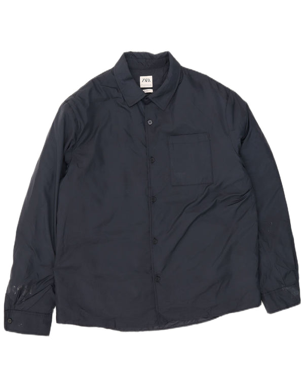 Zara Veste Coupe-Vent Homme UK 42 XL Bleu Marine Polyester