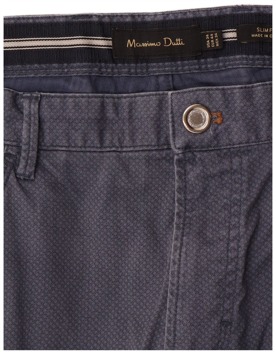 MASSIMO DUTTI Pantalon décontracté pour homme EU 44 Large W34 L33 Bleu marine à pois