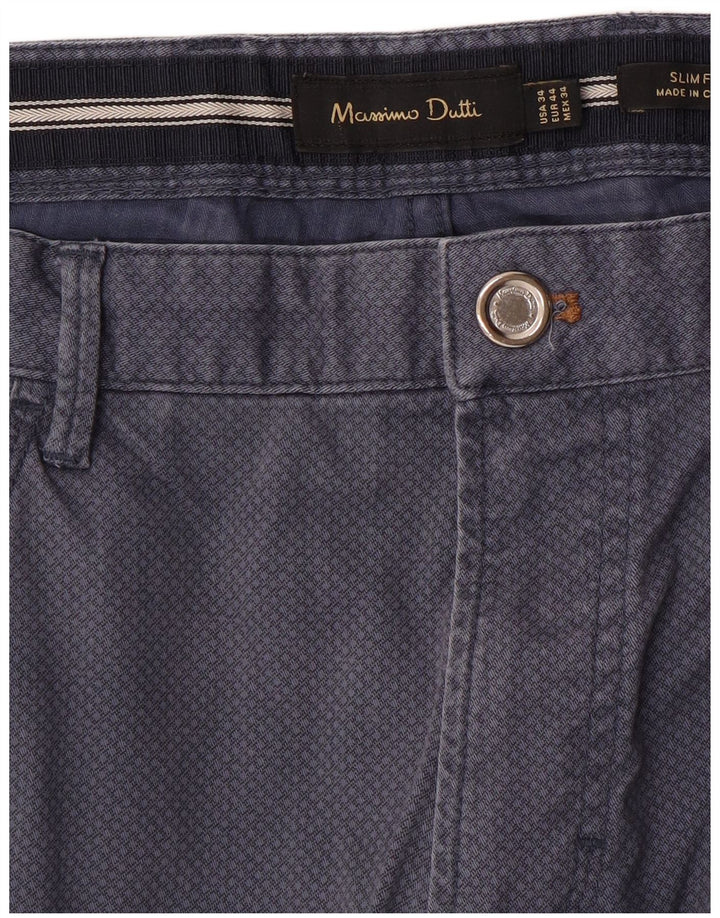 MASSIMO DUTTI Pantalon décontracté pour homme EU 44 Large W34 L33 Bleu marine à pois