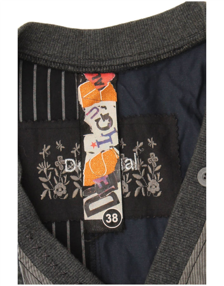 Desigual Robe bulle à manches longues pour femme EU 38 Gris moyen Colourblock