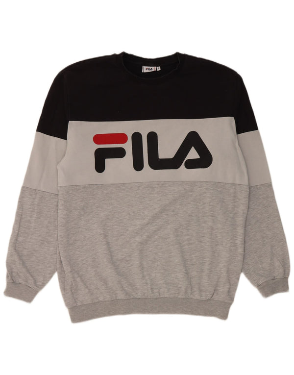 Fila Homme Graphic Sweatshirt Jumper Large Multicolore Colourblock Coton