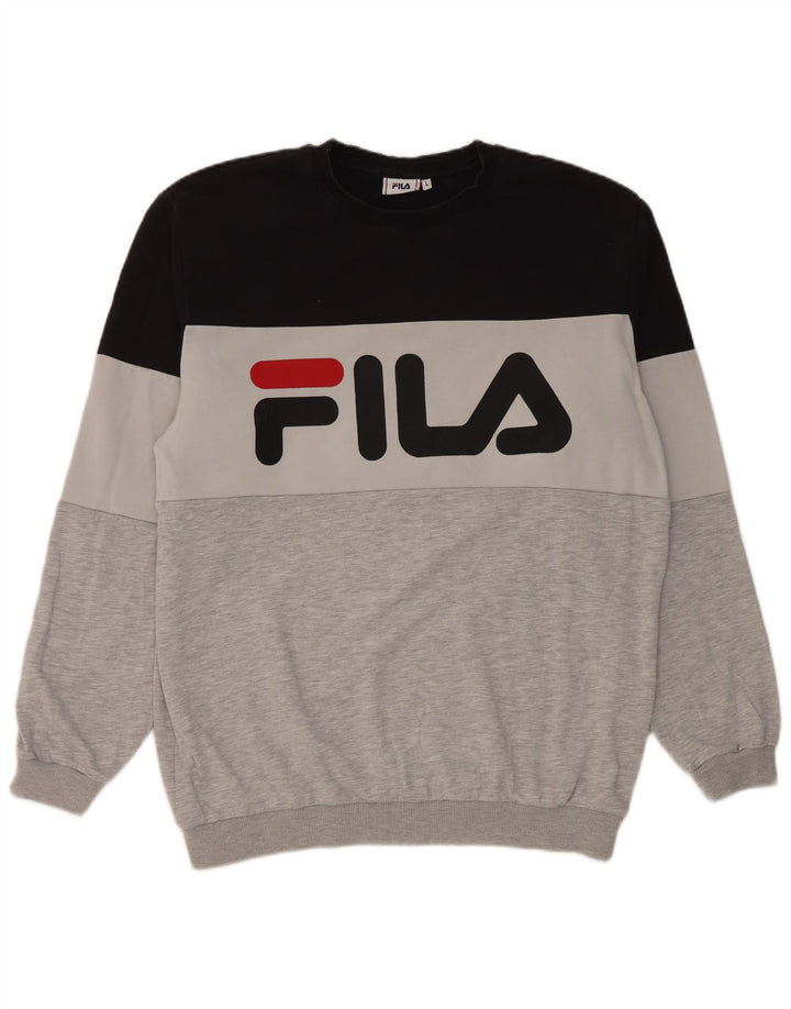 Fila Homme Graphic Sweatshirt Jumper Large Multicolore Colourblock Coton