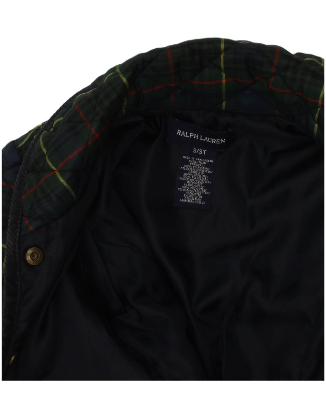 Ralph Lauren Veste matelassée fille 2-3 ans Polyester à carreaux vert