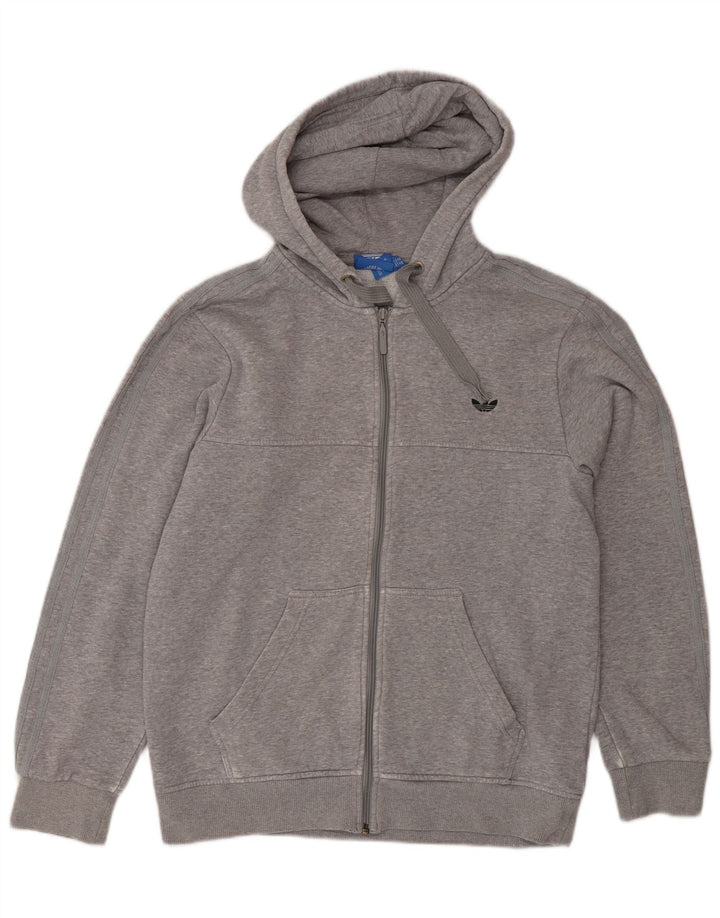 Adidas Pull à capuche zippé pour homme en coton gris moyen