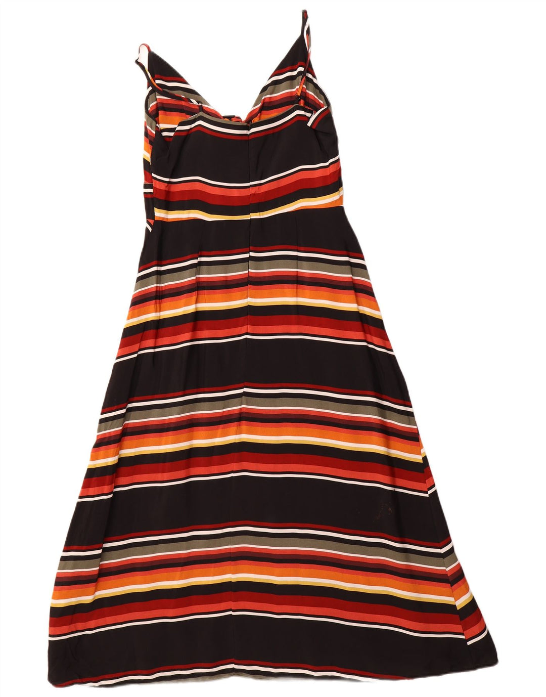 WAREHOUSE Robe d'été à nouer sur le devant pour femme UK 10 Petite viscose rayée noire