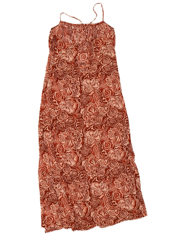 O'Neill Robe longue sans manches pour femme UK 42 Viscose florale marron moyen