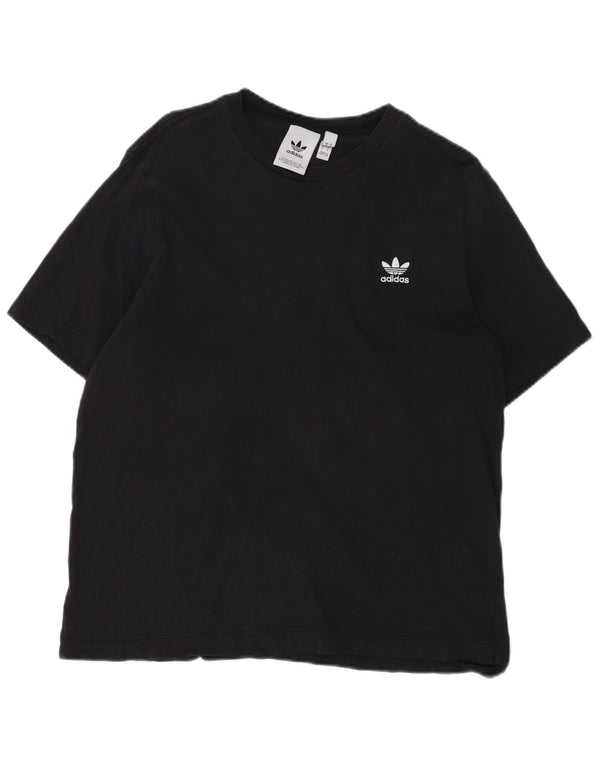 Adidas Womens T-Shirt Top UK 18 Large Black Cotton