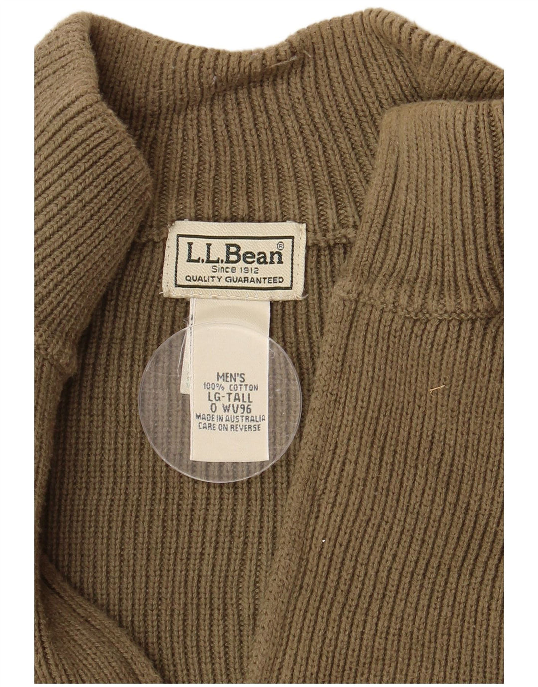L.L.Bean Pull à col zippé pour homme en coton kaki