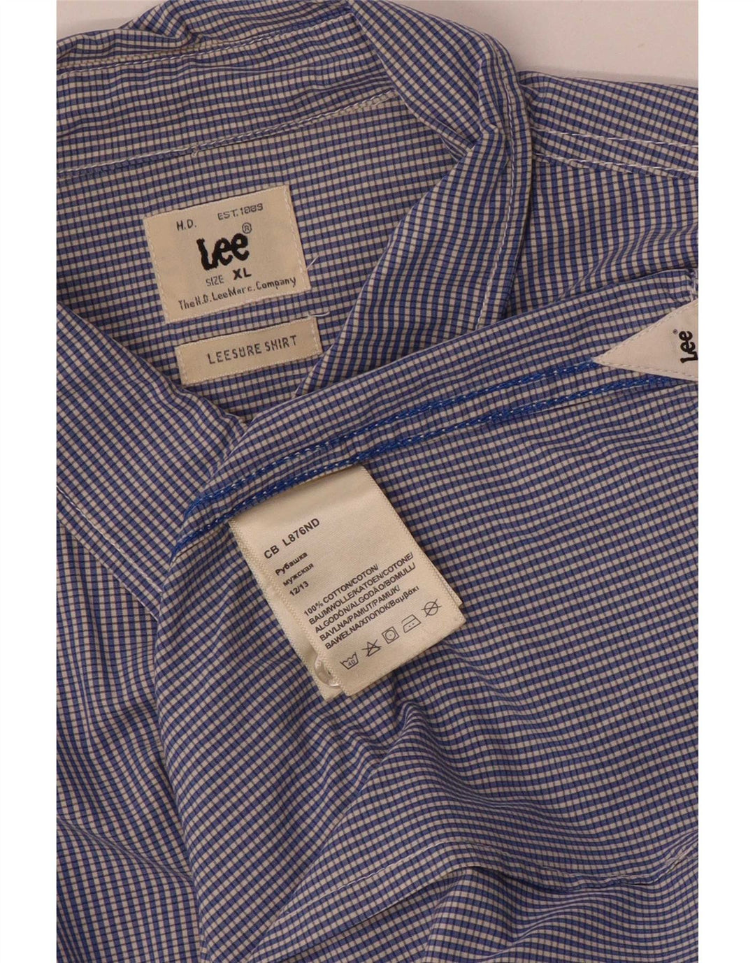Lee Chemise Homme XL Bleu Carreaux Coton