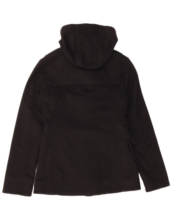Tommy Hilfiger Duffle Coat à capuche pour femme UK 10 Petite laine vierge noire