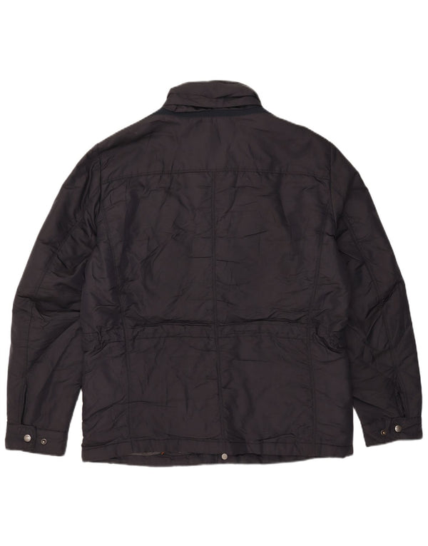 Geox Veste utilitaire à capuche pour homme UK 40 Large Bleu marine Polyamide