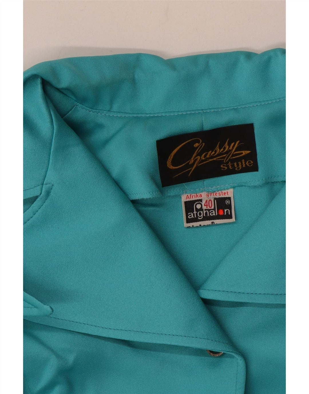 VINTAGE Femmes Crop Chemise à manches courtes Blouse EU 40 Polyester Bleu Moyen
