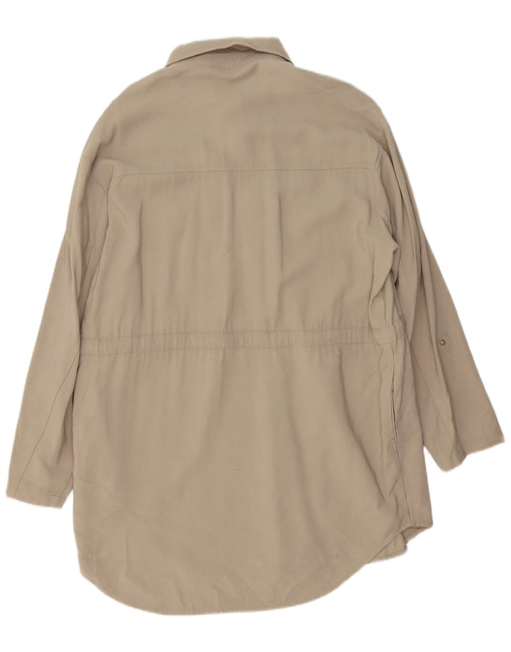 Zara Robe chemise surdimensionnée pour femme UK 44 Viscose beige moyen