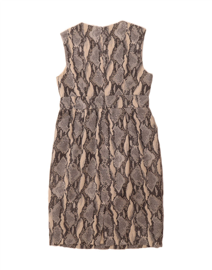 FENN WRIGHT MANSON Womens Sheath Dress UK 14 Large Grey Animal Print Vintage Fenn Wright Manson and Second-Hand Fenn Wright Manson from Messina Hembry 