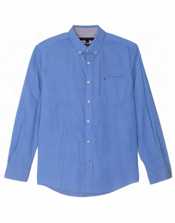 Tommy Hilfiger Chemise coupe classique pour homme en coton à pois bleu grand