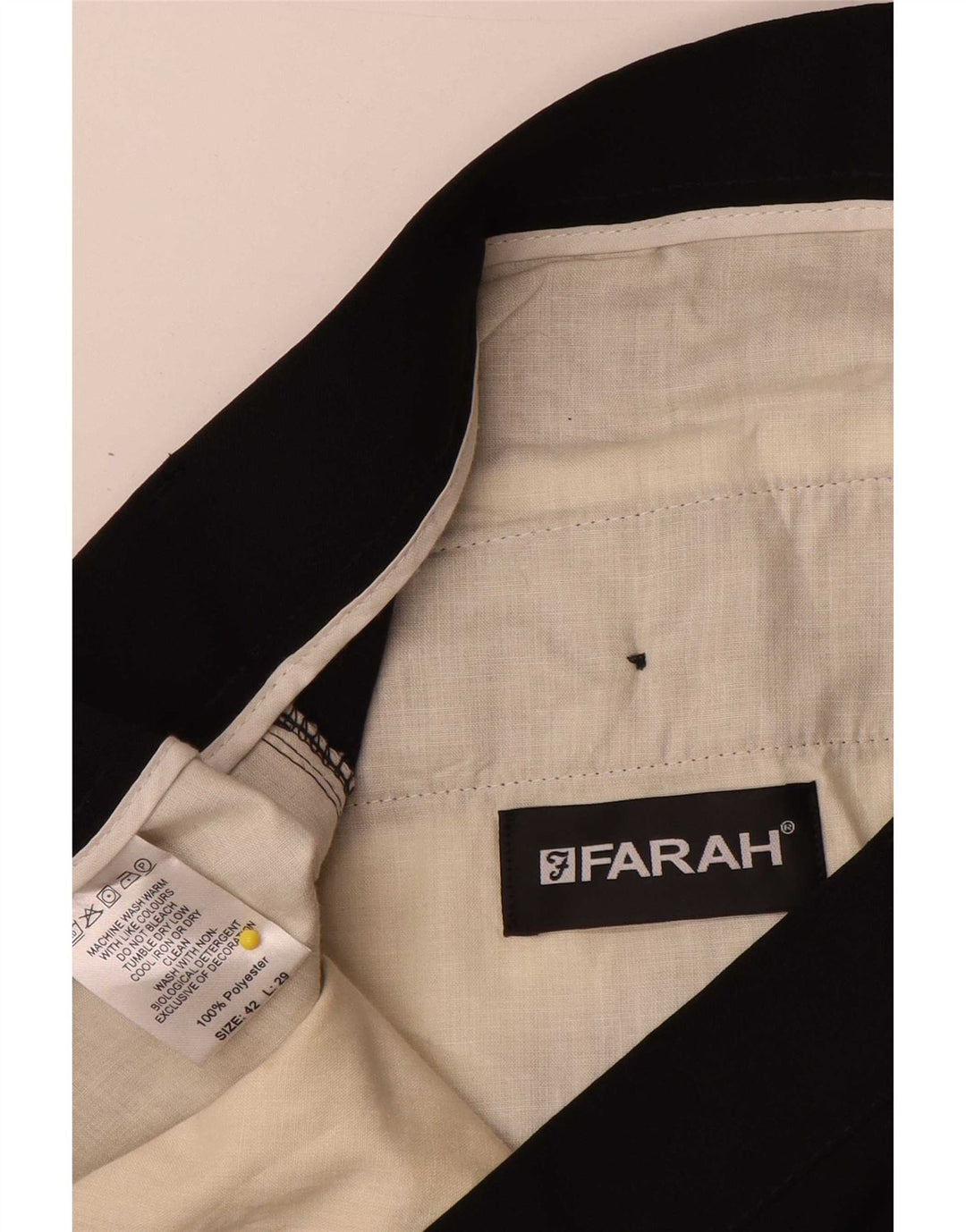 Farah Pantalon décontracté droit pour homme W42 L29 Noir Polyester