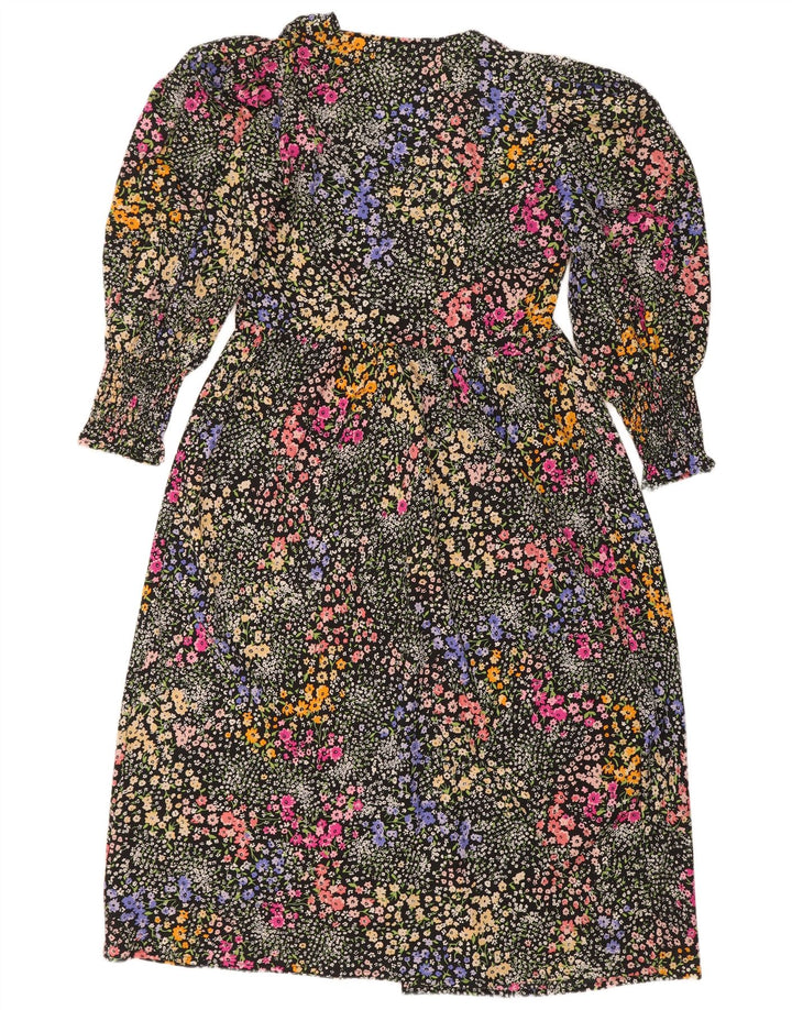 Oasis Robe basique à manches longues pour femme, taille 42, noir moyen, motif floral