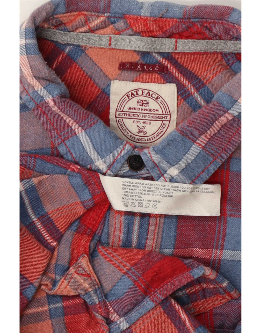 Fat Face Chemise Flanelle Homme XL Rouge Carreaux Coton