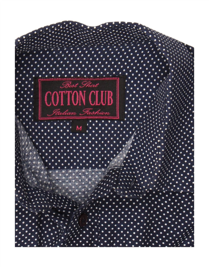 COTTON CLUB Mens Short Sleeve Shirt Medium Navy Blue Polka Dot Vintage Cotton Club and Second-Hand Cotton Club from Messina Hembry 