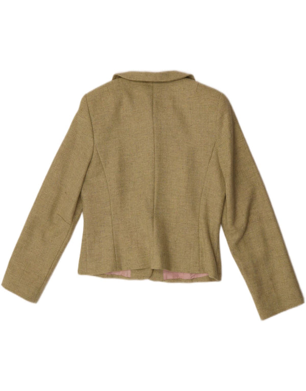 Aideen Bodkin Veste blazer à 5 boutons pour femme UK 14 Grande laine verte