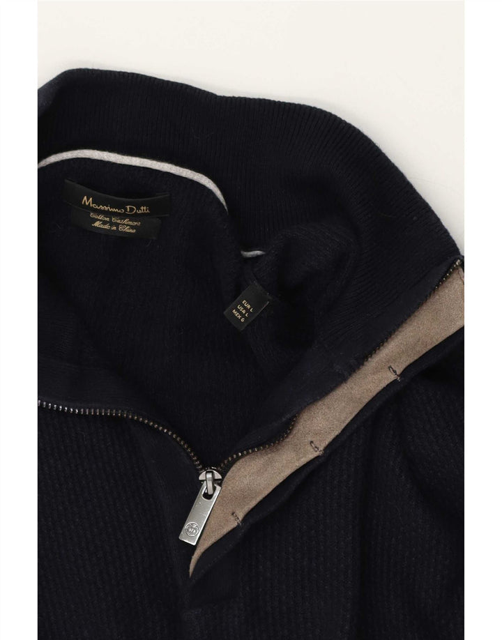 Massimo Dutti Pull col zippé pour homme en coton bleu marine Taille L