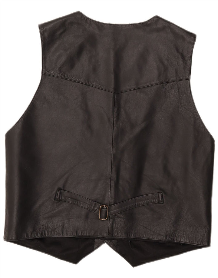 VINTAGE Gilet en cuir homme XL Cuir noir