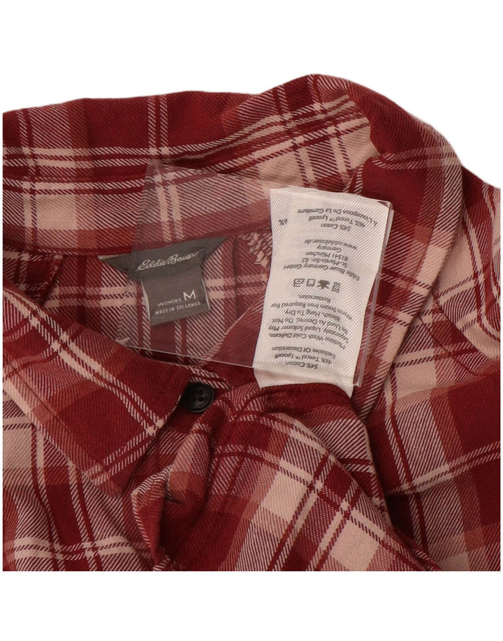 EDDIE BAUER Chemise longue en flanelle coupe ample pour femme UK 14 à carreaux rouges moyens